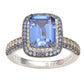 Suzy Levian Sterling Silver Blue Sapphire Diamond Accent Halo Ring