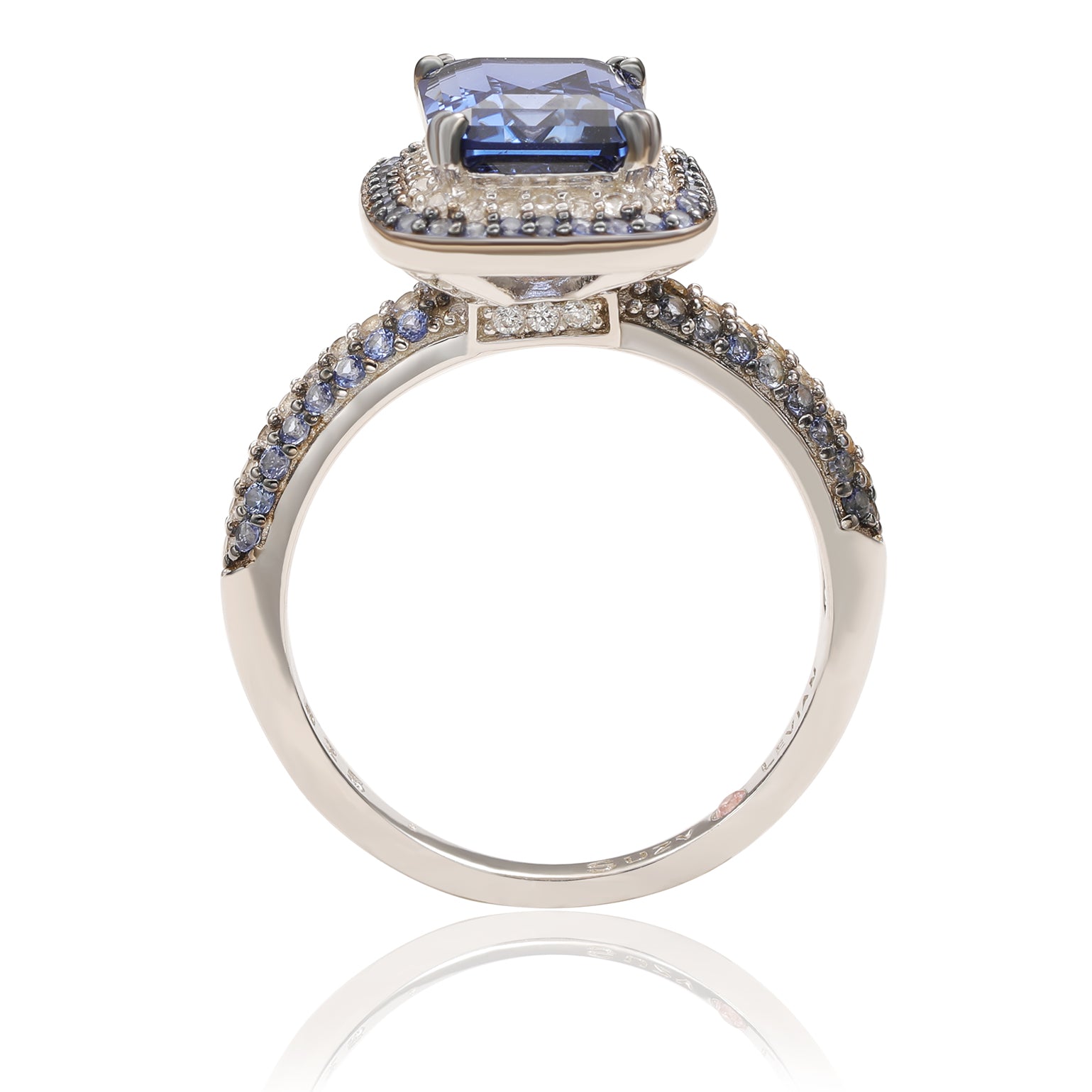 Sterling Silver Square Step high quality Sapphire Ring SR-3459