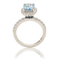 Suzy Levian Sterling Silver Oval Aqua Cubic Zirconia Halo Ring