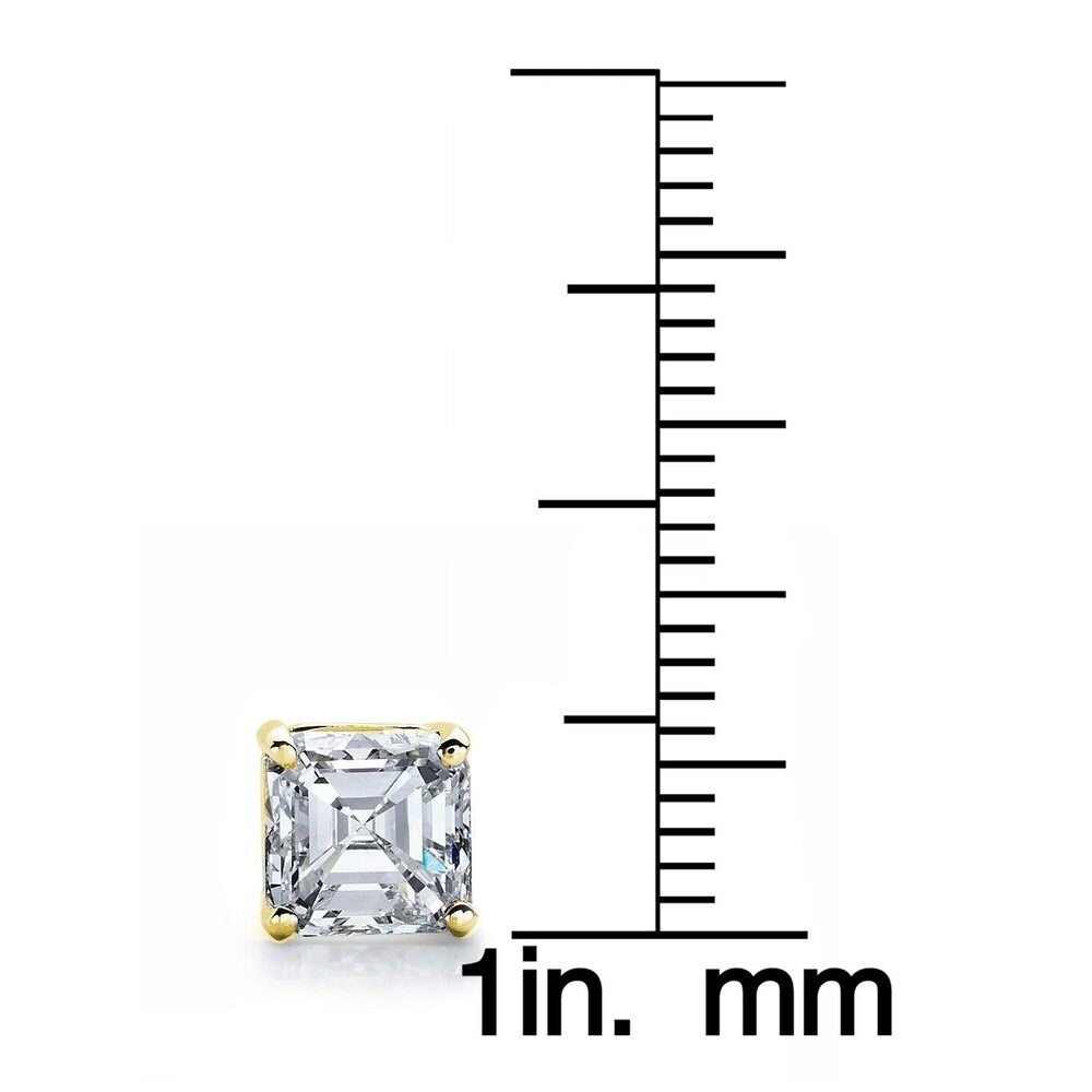 Suzy Levian Gold Plated Sterling Silver Asscher-Cut Cubic Zirconia 6mm 2.50 cttw Stud Earrings