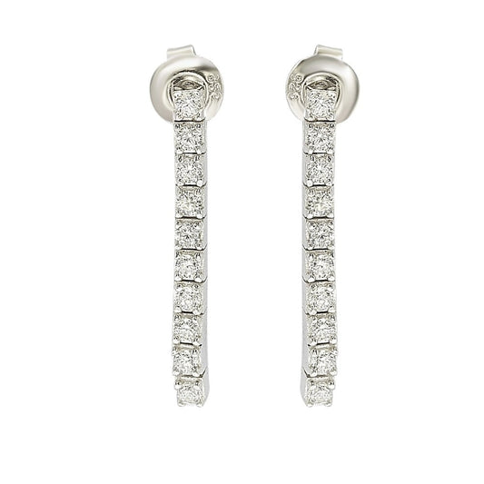 Suzy Levian Sterling Silver Cubic Zirconia White Line Dangle Earrings