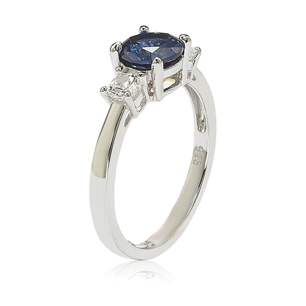 Suzy Levian Sterling Silver Sapphire & Diamond Accent Engagement Ring