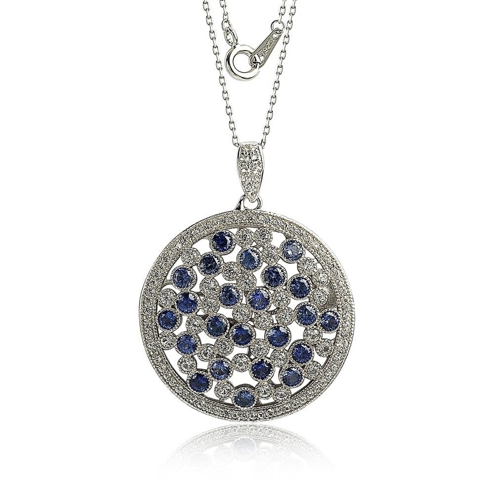 Suzy Levian Sterling Silver Sapphire & Diamond Accent Multi-Circle Pendant