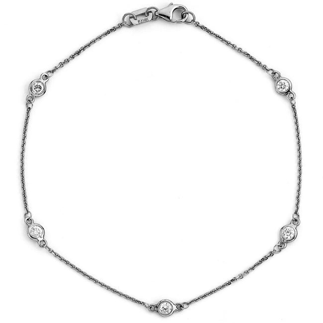 Suzy Levian 0.15 ct TDW 14K White Gold Diamond Station Bracelet – SUZY ...