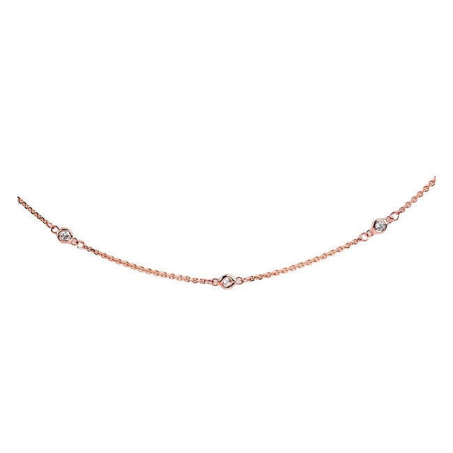 Suzy Levian 1/10 ct TDW 14K Rose Gold Diamond Station Bracelet