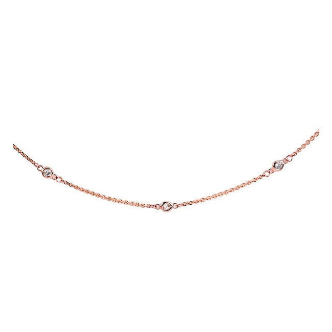 Suzy Levian 0.15 ct TDW 14K Rose Gold Diamond Station Bracelet