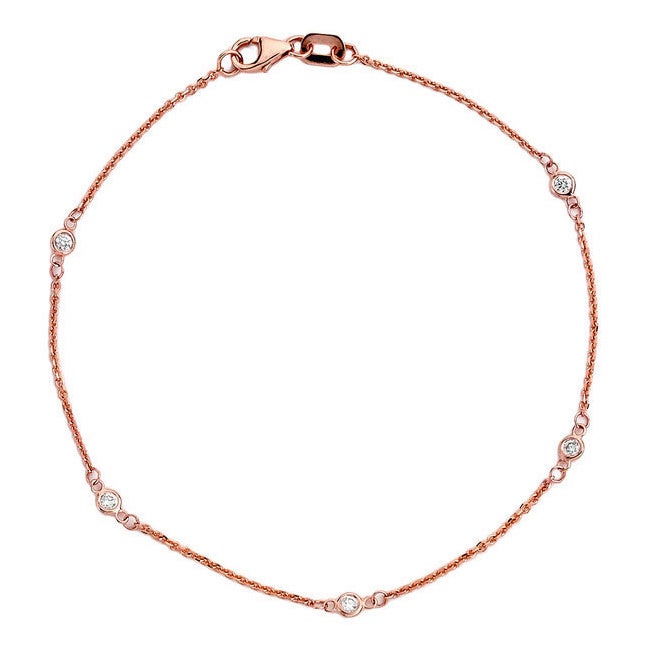 Suzy Levian 0.15 ct TDW 14K Rose Gold Diamond Station Bracelet – SUZY ...
