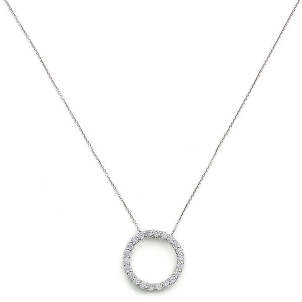 Suzy Levian 14k White Gold 1ct TDW Diamond Circle Pendant