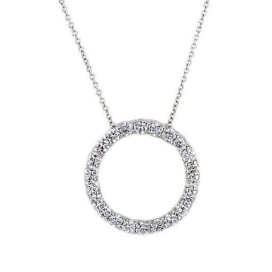 Suzy Levian 14k White Gold 1ct TDW Diamond Circle Pendant