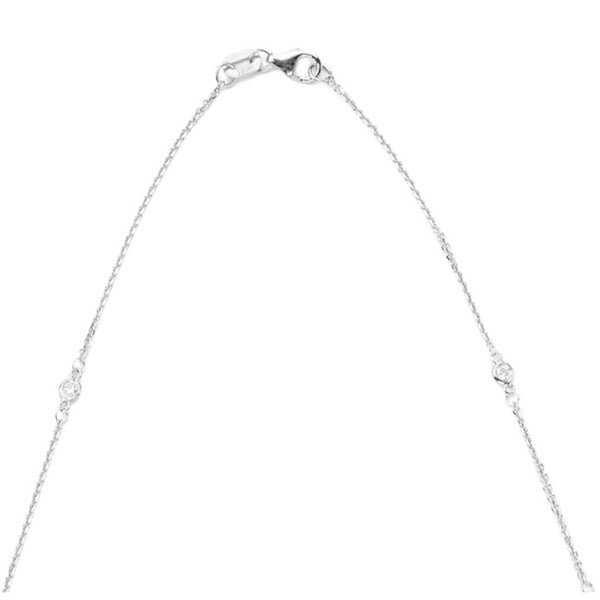 Suzy Levian 14K White Gold 1/3ct TDW Bezel Diamond Station Necklace