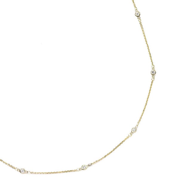Suzy Levian 14K Yellow Gold 1/3ct TDW Bezel Diamond Station Necklace