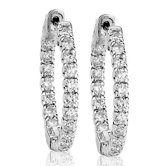 Suzy Levian 14K Gold 2.00ct TDW Inside Out Diamond Hoop Earrings