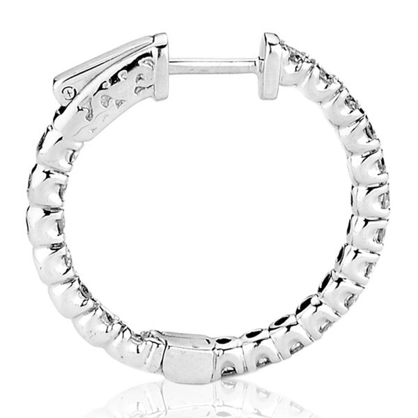 Suzy Levian 14K Gold 2.00ct TDW Inside Out Diamond Hoop Earrings