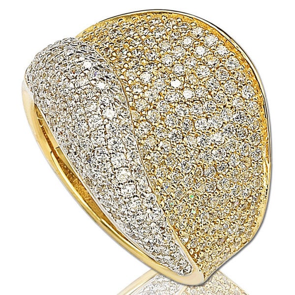 Suzy Levian 14K Goldplated Sterling Silver Cubic Zirconia Pave Band Ring