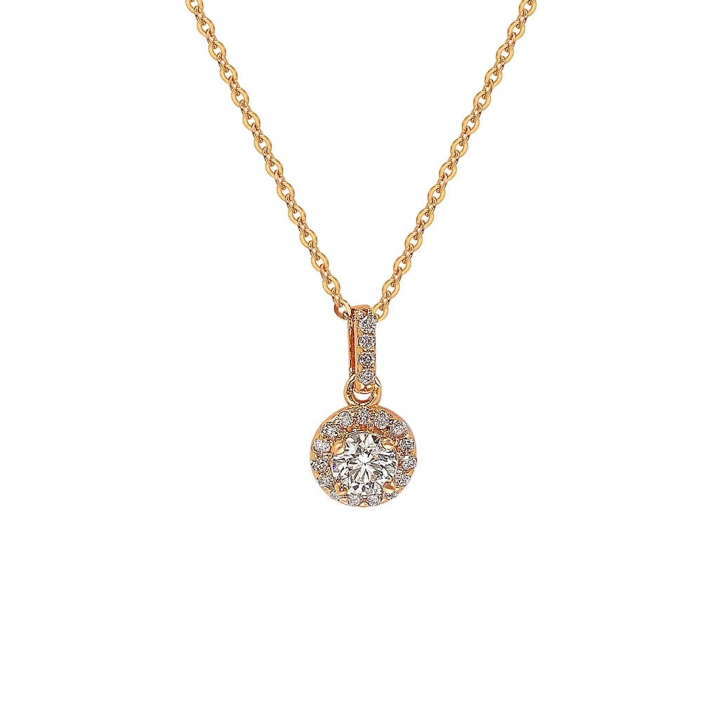 Suzy Levian 14K Rose Gold .35 cttw Diamond Halo Pendant