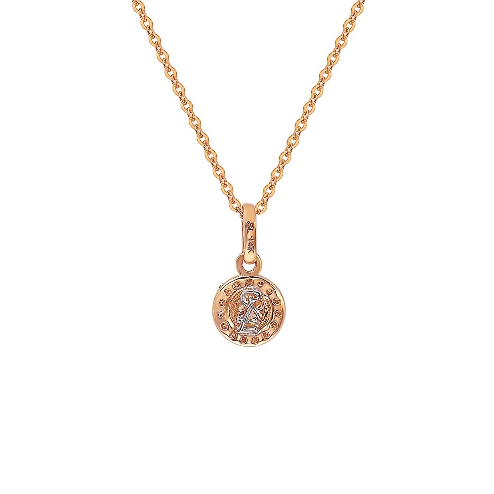 Suzy Levian 14K Rose Gold .35 cttw Diamond Halo Pendant