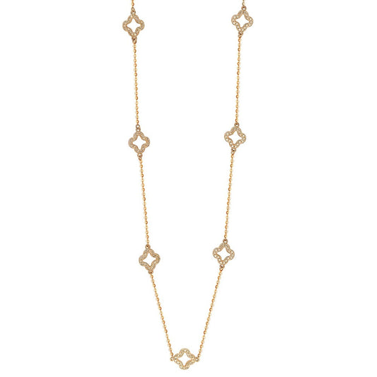 Suzy Levian 14K Rose Gold .63cttw Diamond Clover By The Yard Necklace