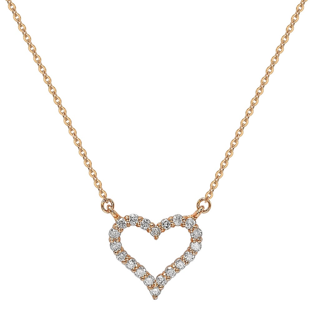 Suzy Levian 14K Rose Gold 0.25 ctw Diamond Heart Necklace
