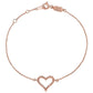 Suzy Levian 14K Rose Gold & .24 cttw Diamond Heart Solitaire Bracelet