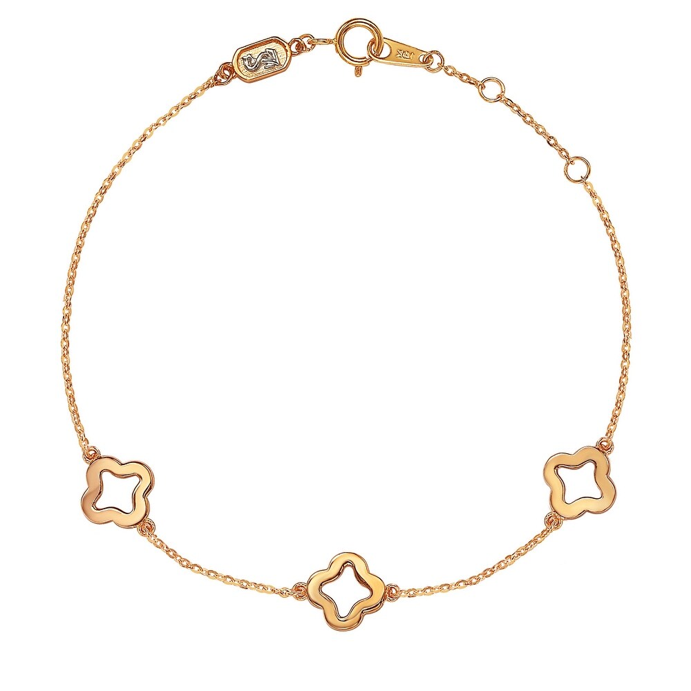 Suzy Levian 14K Rose Gold & .27 cttw Diamond Clover by the yard Bracelet