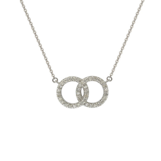 Suzy Levian 14K White Gold .48 cttw Diamond Interlocking Circle Solitaire Necklace