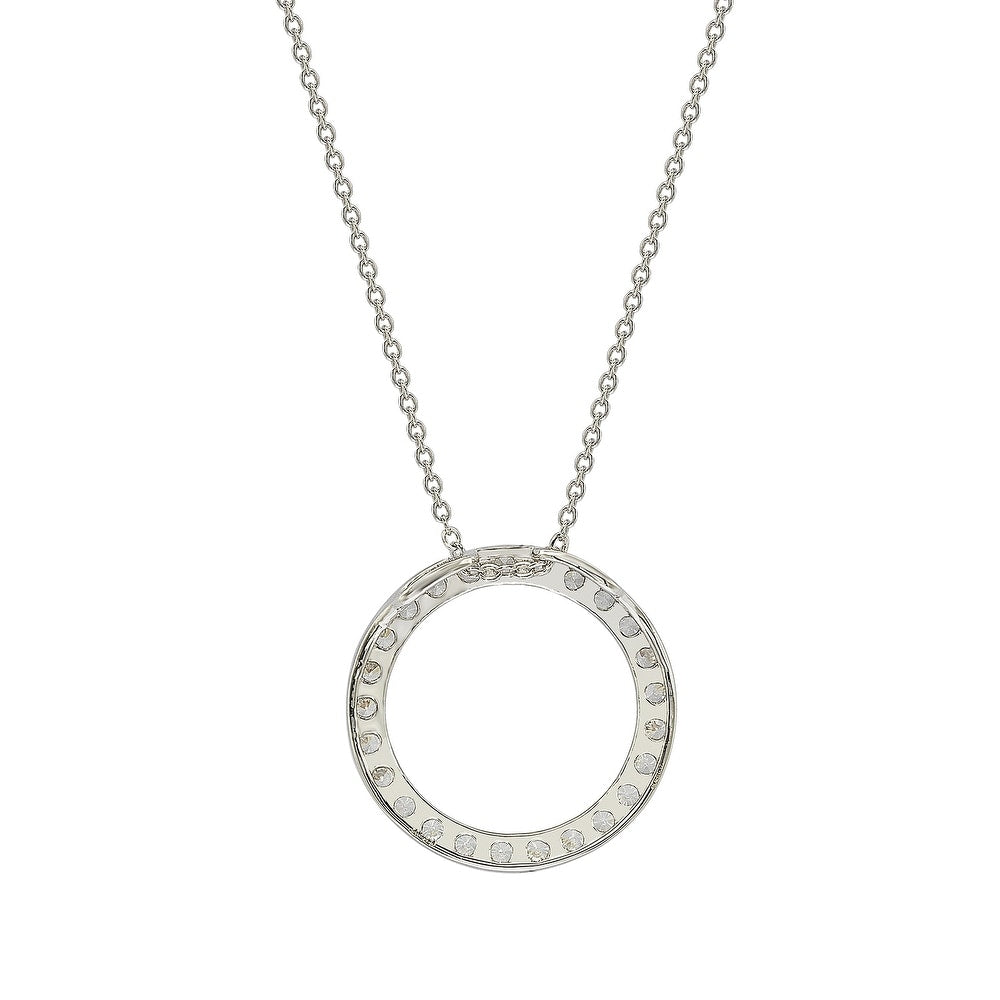 Suzy Levian 14K White Gold .50 cttw Diamond Circle Pendant