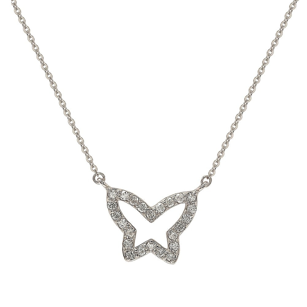Suzy Levian 14K White Gold 0.30cttw Diamond Butterfly Necklace