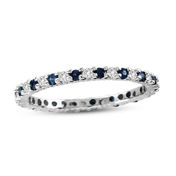 Suzy Levian 14K White Gold Diamond and Sapphire Eternity Band Ring