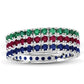 Suzy Levian 14K White Gold Emerald Ruby Sapphire Eternity Band Ring (Set of 3)