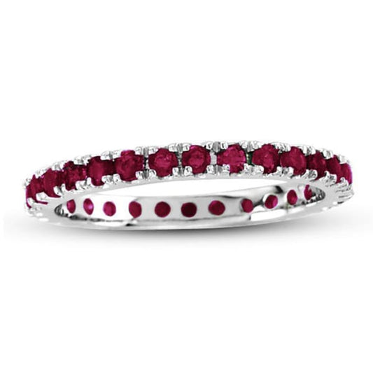 Suzy Levian 14K White Gold Ruby Eternity Band Ring