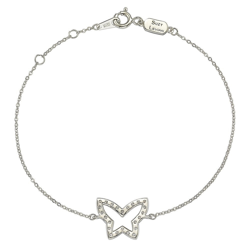 Suzy Levian 14K White Gold & .30 cttw Diamond Butterfly Solitaire Bracelet