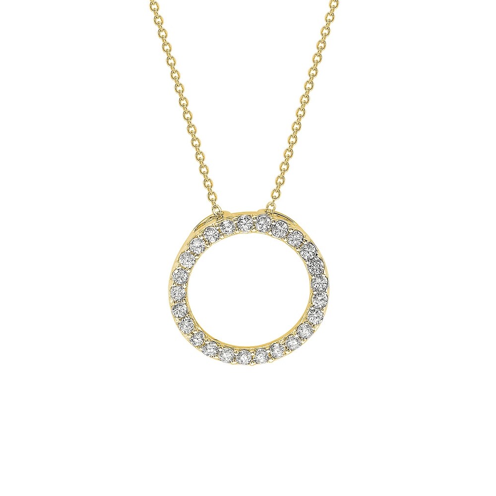 Suzy Levian 14K Yellow Gold .50 cttw Diamond Circle Pendant