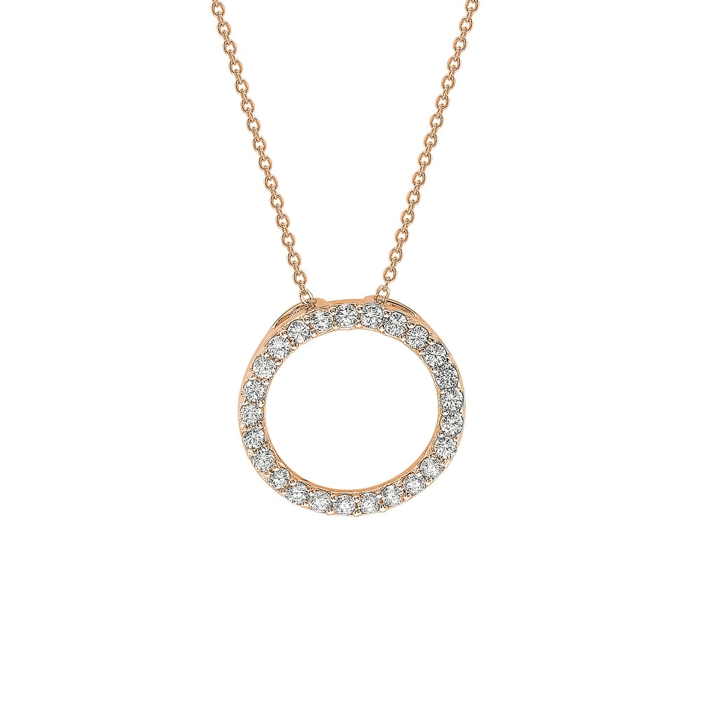 Suzy Levian 14K Rose Gold .50 cttw Diamond Circle Pendant