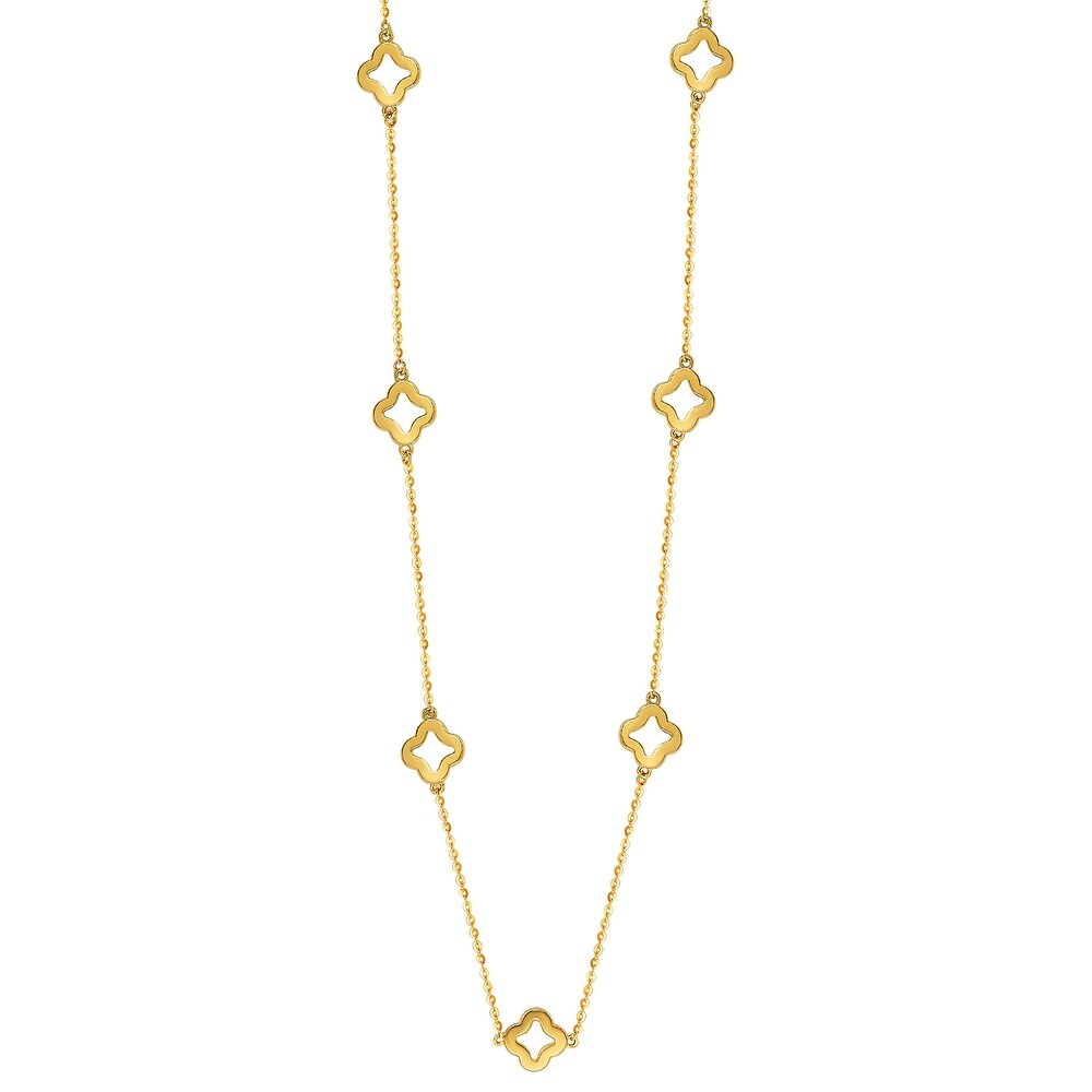 Suzy Levian 14K Yellow Gold .63cttw Diamond Clover By The Yard Necklace