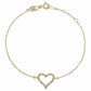 Suzy Levian 14K Yellow Gold & .24 cttw Diamond Heart Solitaire Bracelet