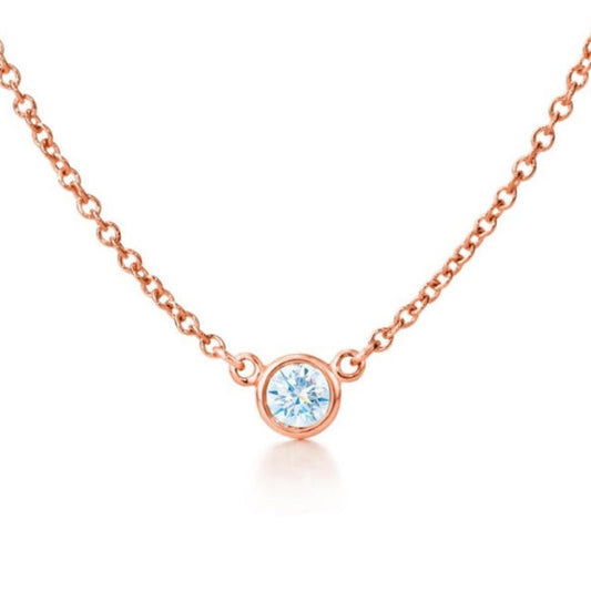 Suzy Levian 14k Rose Gold 0.15 ct TDW Diamond Solitaire Necklace