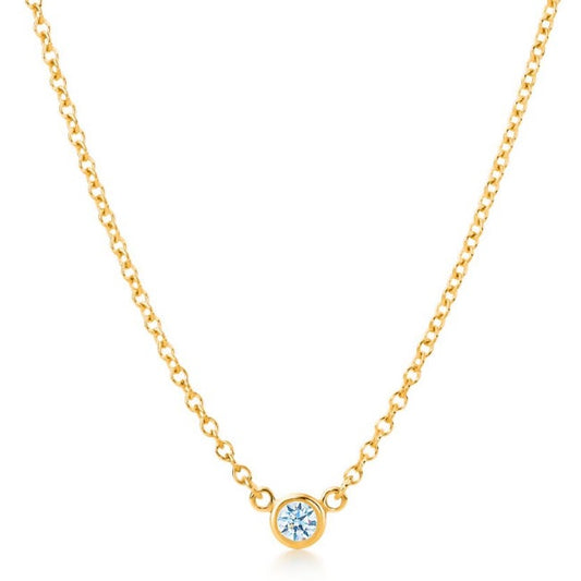Suzy Levian 14k Yellow Gold 0.25 ct TDW Diamond Solitaire Necklace