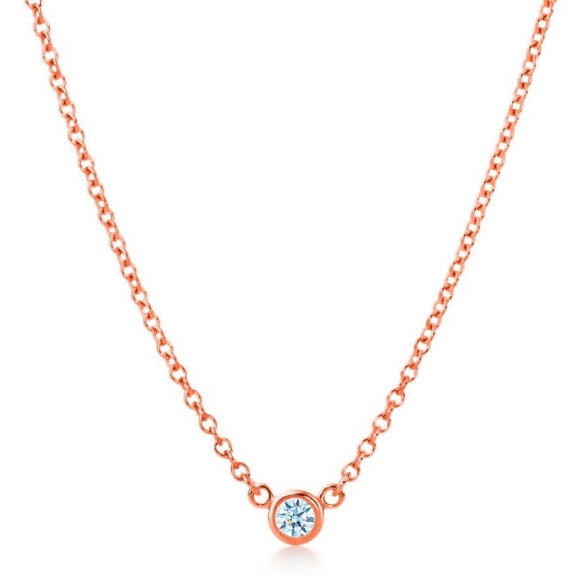 Suzy Levian 14k Rose Gold 0.25 ct TDW Diamond Solitaire Necklace