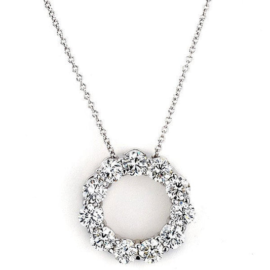 Suzy Levian 14k White Gold 2ct TDW Diamond Circle Pendant