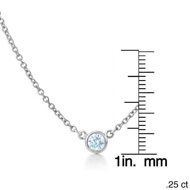 Suzy Levian 14k White Gold 0.25 ct TDW Diamond Solitaire Necklace