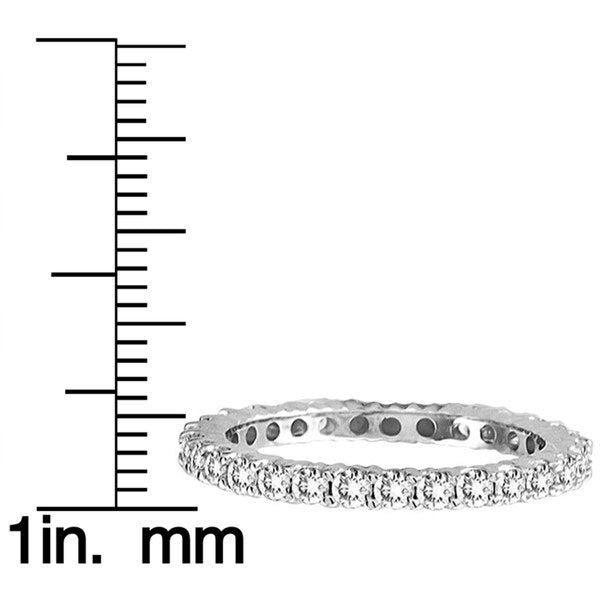 Suzy Levian 14k White Gold Emerald Diamond 2-piece Set Eternity Band Ring