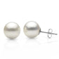 Suzy Levian 14k White Gold Round White Freshwater Pearl Stud Earrings - 8 mm