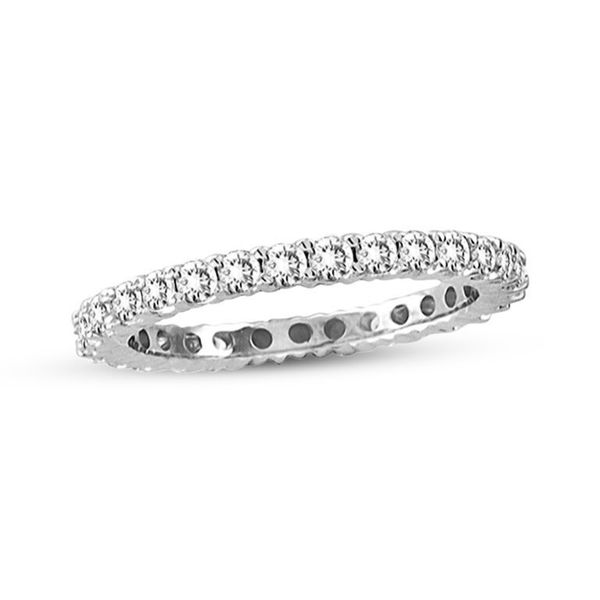 Suzy Levian 14k White Gold Ruby Diamond 2-piece Eternity Band Ring Set