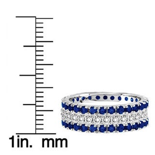 Suzy Levian 14k White Gold Sapphire Diamond 3-piece Eternity Band Ring Set