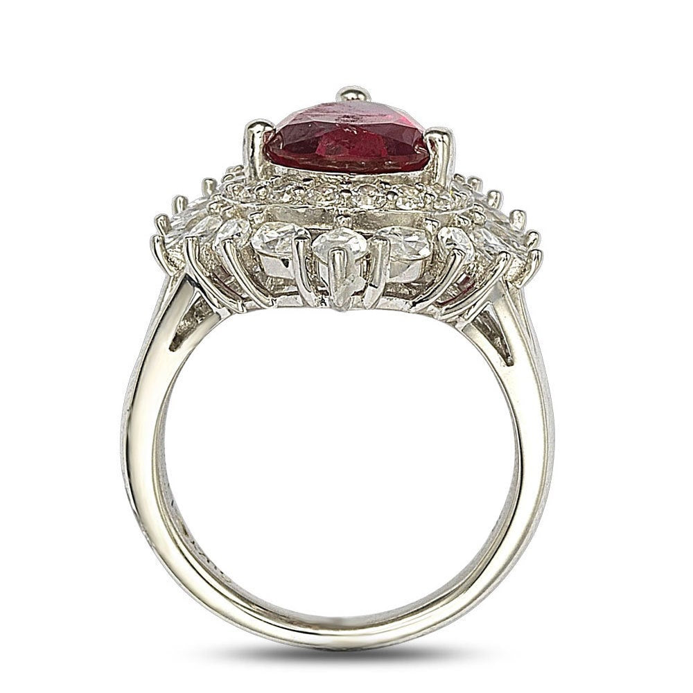 Suzy Levian 18k Gold and Sterling Silver Created Red Ruby Ring