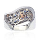 Suzy Levian Sterling Silver/ 18k Gold 2.49TCW Sapphire and Diamond Accent Wavy Ring