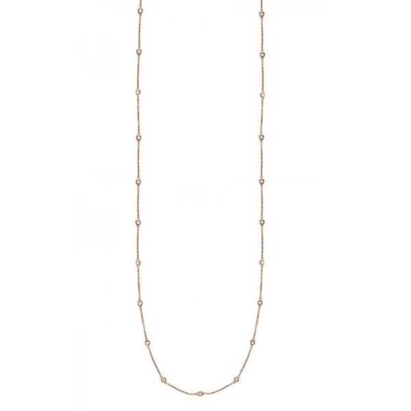 Suzy Levian 14k Rose Gold 3/5ct TDW Bezel Diamond Station Necklace (36 inch)