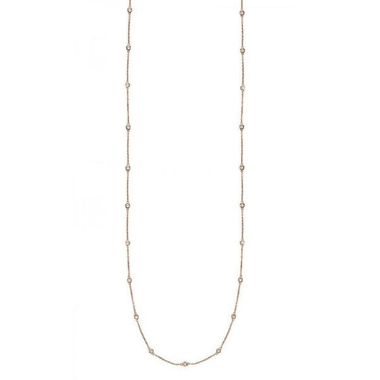 Suzy Levian 14k Rose Gold 3/5ct TDW Bezel Diamond Station Necklace (36 inch)