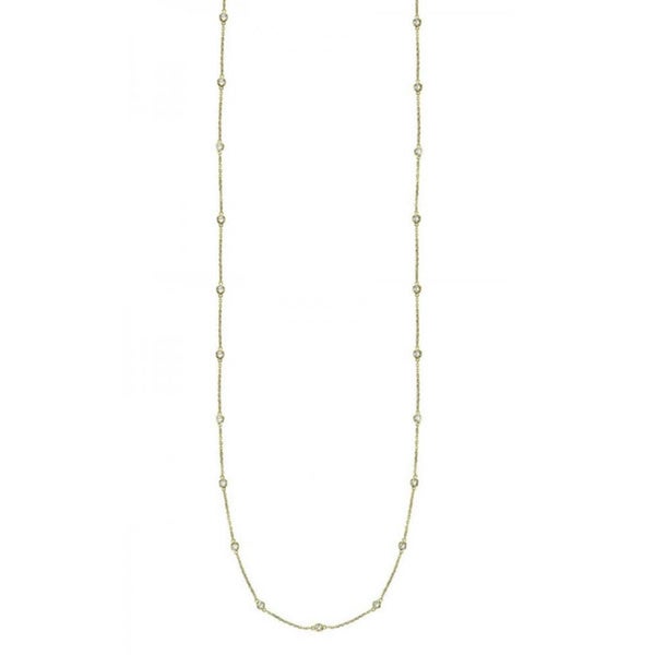 Suzy Levian 14k Yellow Gold 3/5ct TDW Bezel Diamond Station Necklace (36 inch)