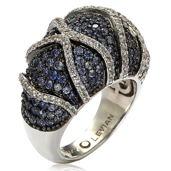 Suzy Levian Sterling Silver Sapphire and Diamond Accent Ring